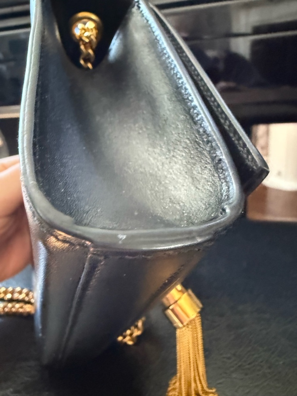SOLD Saint Laurent Black Leather Kate Chain Tassel Crossbody Bag - Picture 8 of 14